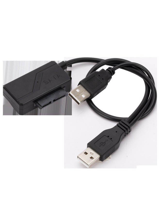 External Notebook Optical Drive USB Reading Cable Usb2.0 To SATA Cable 7+6 Optical Drive Cable Sata Easy Drive Cable-Color:Black Double U - Image 1